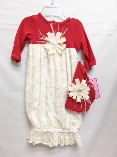 New red cream lace newborn - red,