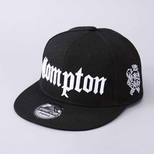 Black embroidered compton - embroidered, "compton"