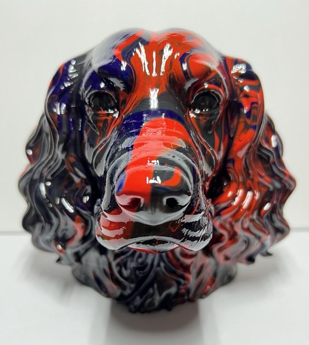 Acrylic painted dog bust - 3d,