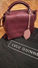 Designer Lulu Guinness Burgundy Leather Crossbody Satchel Bag