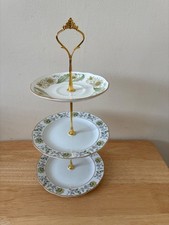 .Vintage  3-Tier China Hostess Cake Plate Stand.