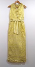 Vintage Jean Varon Dress - Yellow Maxi Sleeveless Ruffle Hem Gown - Size S
