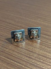 Vintage Egyptian Pharaoh cufflinks 18k Gold And Sterling Silver
