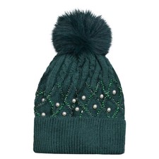 Ladies Bobble Hat Cable Knit