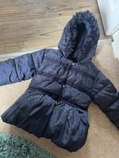 Padded Blue Coat Autumn / Winter. Next 3-4 Years With Hood. Girls