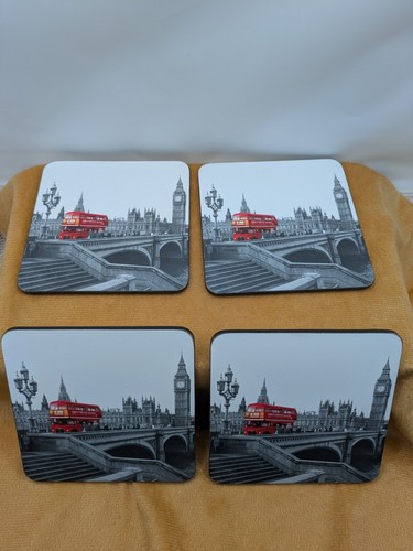 Red london bus coasters - set, of