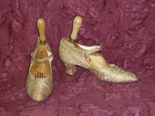 Antique Edwardian Shoes Vintage 1920s 1930s Flapper COUTURE Brocade