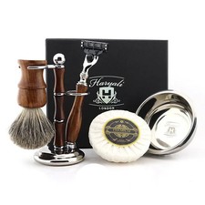 Wooden 5pc Shaving Set with 3