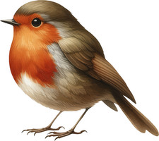 Brown European Robin Vinyl Sticker Decal│Bird Wall Phone Toilet Laptop Graphic