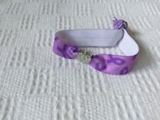 Pancreatic Crohns Lupus support silver colour Heart purple ribbon wristband 18cm