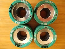 Set of 4 Atom Juke Quad Skate Wheels Derby 88A lightly used teal blue