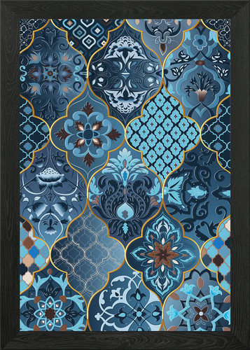 Turkish blue tiles art - , framed