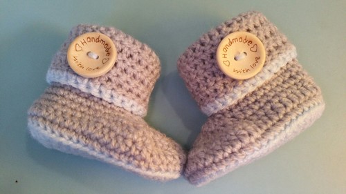 Handmade crochet baby booties - handmade,