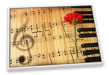 Vintage Music Note Sheet Brown CANVAS FLOATER FRAME Wall Art Print Picture