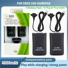 2X 4800mAh Battery Pack Set For XBOX 360 Wireless Controller +Playing & Charger