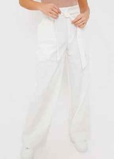 Gemma Atkinson White Paperbag Wide Leg Trousers - Size 12 - BNWOT - RRP £35