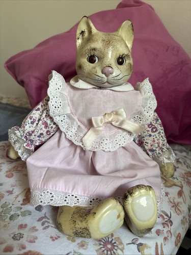 Vintage porcelain cloth cat - vintage,