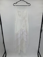 Cherlone White Wedding Dress Spaghetti Strap Floral Beaded Size 12