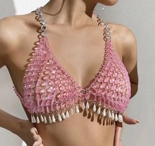 Pink Crystal Sequin Chain Top