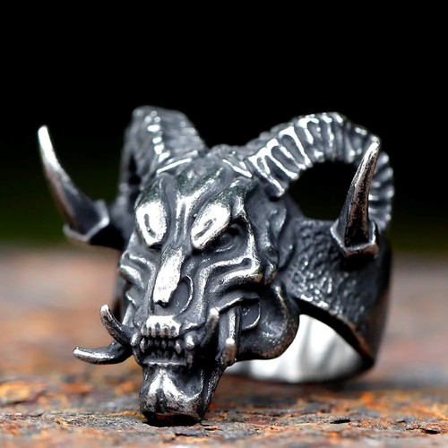 Gothic demon skull ram horns - gothic,