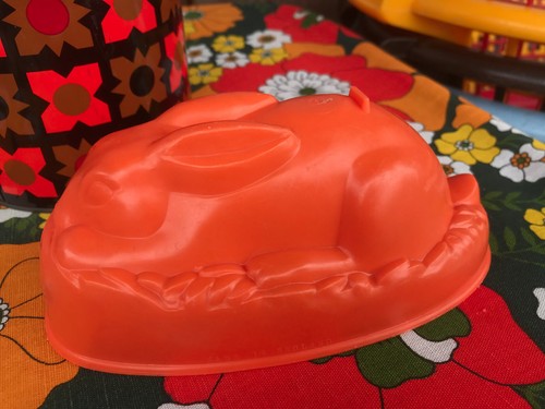Vintage plastic orange rabbit - plastic,