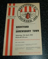 Brentford v Shrewsbury 1972/73 *VG*