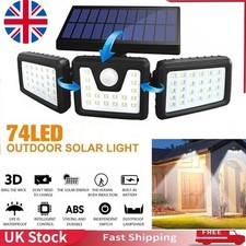 3-Head 74 LED Solar Powered