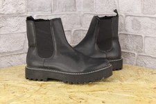 BLACK FAUX LEATHER CHUNKY PLATFORM CHELSEA BOOTS SIZE 5 / 38 H & M GOOD USED CON