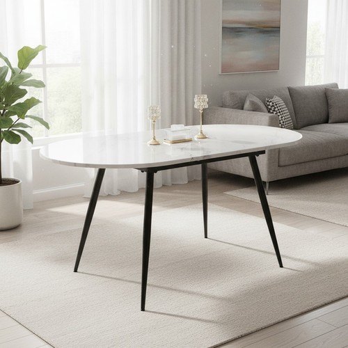 Extendable dining table - extendable, white