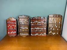 Collectable Souvenir Spoons x80 Job Lot With Wooden Wall Display Hangers