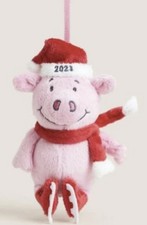 M&S Percy Pig on Skates Hanging Plush Christmas Tree Decoration 2023 Xmas Santa