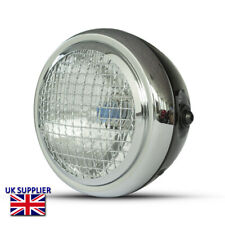 Motorcycle 6.5" Headlight Black Project Cafe Racer Scrambler Chrome Mesh Grill