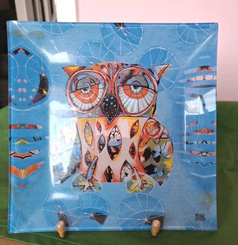 Small glass owl trinket dish - small,