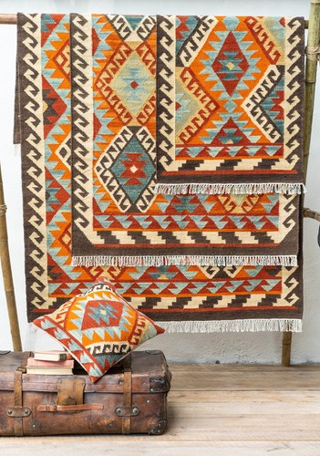 Handwoven kilim rug geometric - handwoven,