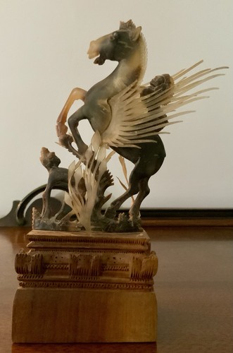 Carved buffalo horn - buffalo,