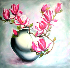 Pink magnolia in vase Original