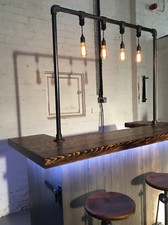 Mobile Bar Man Cave Home Bar Rustic Industrial Portable Folding Gin Coffee Bar