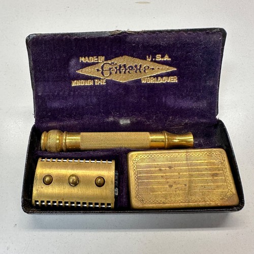 Antique gillette gold safety - antique,