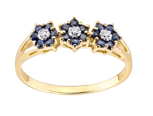 9ct yellow gold blue - yellow, sapphire