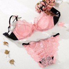 UK Size Sexy Lace  Sheer Balcony Bra Sets Underwear Lingerie 32/4/6/8/40/42 ABCD