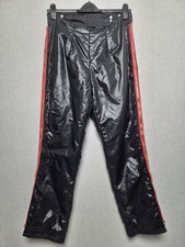 Vintage Dolomite Ski Trousers Mens Medium Black Red Wet Look Austrian Retro 80s 