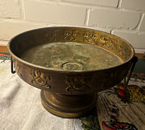 Brass art nouveau footed - art,
