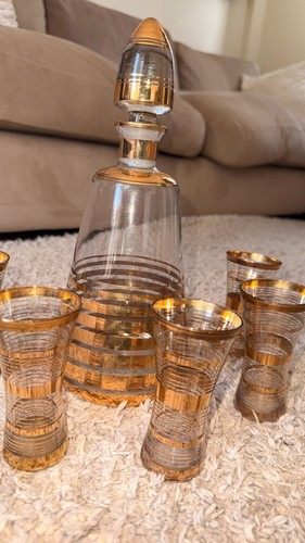 Gold stripe glass - gold,