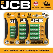JCB Rechargeable Batteries AA AAA Pre Charged NiMH High Power 1200 2400 900mAh
