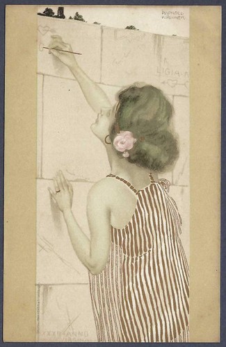 Young lady writing - wall,