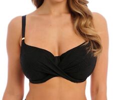Fantasie Ottawa Bikini Top Black Size 32DD Underwired Full Cup Wrap Front 6355