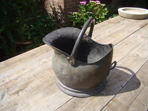 Vintage copper coal - coal, scuttle