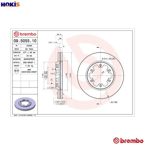 Brake disc 5055 10 for - 2x,