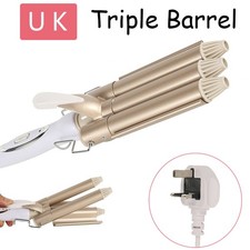 Hair Salon Ceramic 3 Triple Barrel Hair Wave Waver Curling Iron Curler Wand NEW