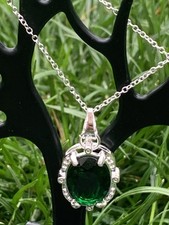 925 Silver Necklace With Green Garnet Pendant